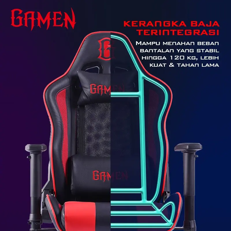 GAMEN AESIR KURSI GAMING CHAIR ERGONOMIS KUALITAS PREMIUM