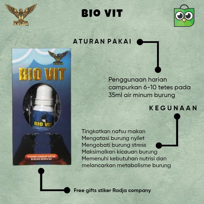 Gambar BIO VIT RADJA / VITAMIN BURUNG HARIAN-VITAMIN-PAKAN BERKUALITAS ORI dari Galery Radja Kab. Bandung Tokopedia