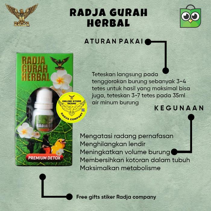 Gambar RADJA GURAH HERBAL - SUPLEMEN BURUNG BERKUALITAS / VITAMIN BURUNG dari Galery Radja Kab. Bandung Tokopedia