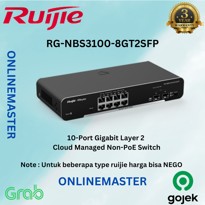 Jual RUIJIE RG-NBS3100-8GT2SFP L2 Gigabit Cloud Managed Switch - NEGO ...