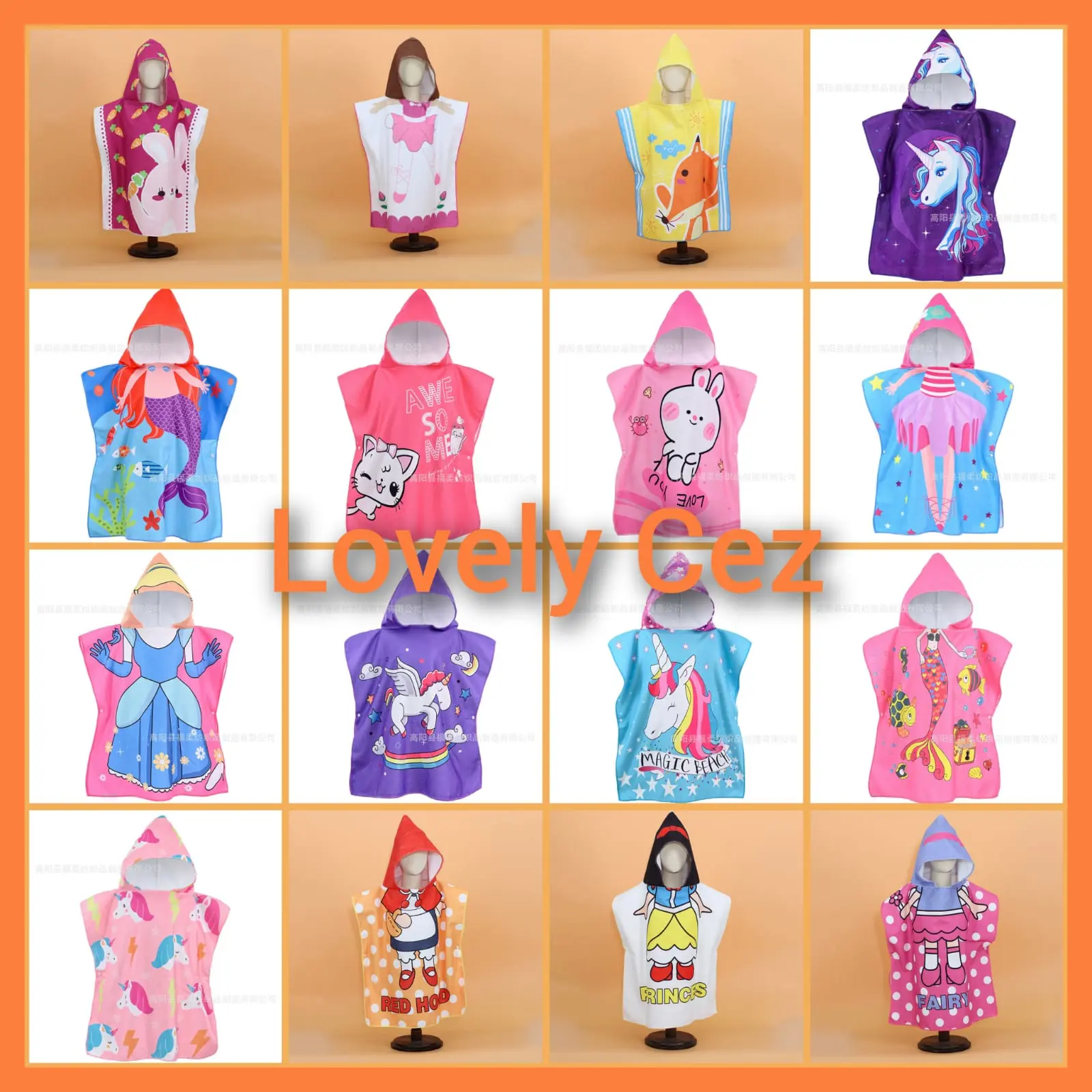 Handuk Ponco Anak Karakter Baju Handuk Hoodie Renang Anak Perempuan