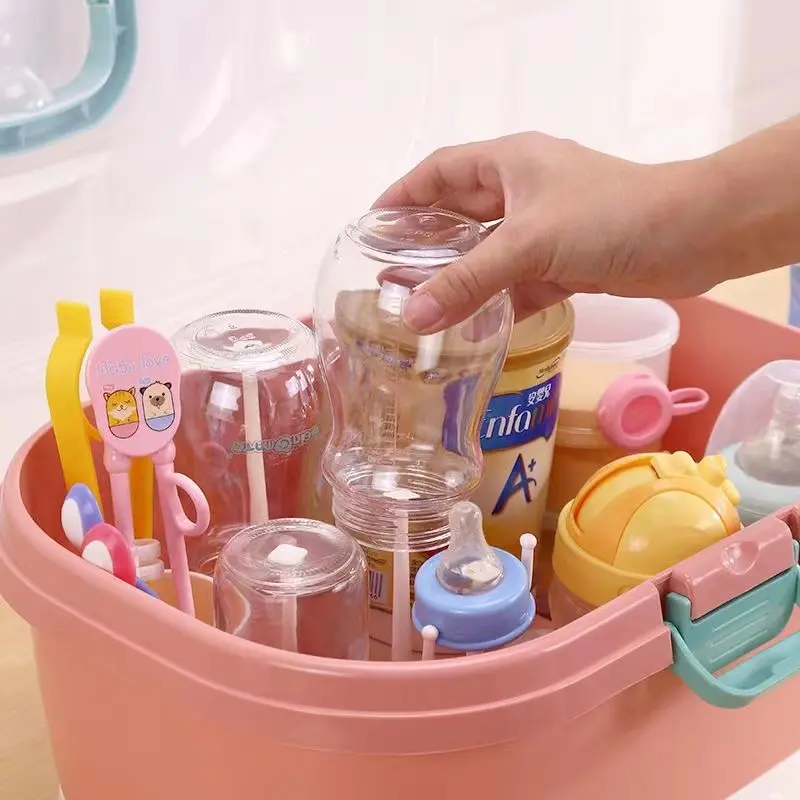 Tempat Pengering Botol Susu Bahan Plastik Penyimpanan MPASI Terbaru Biru