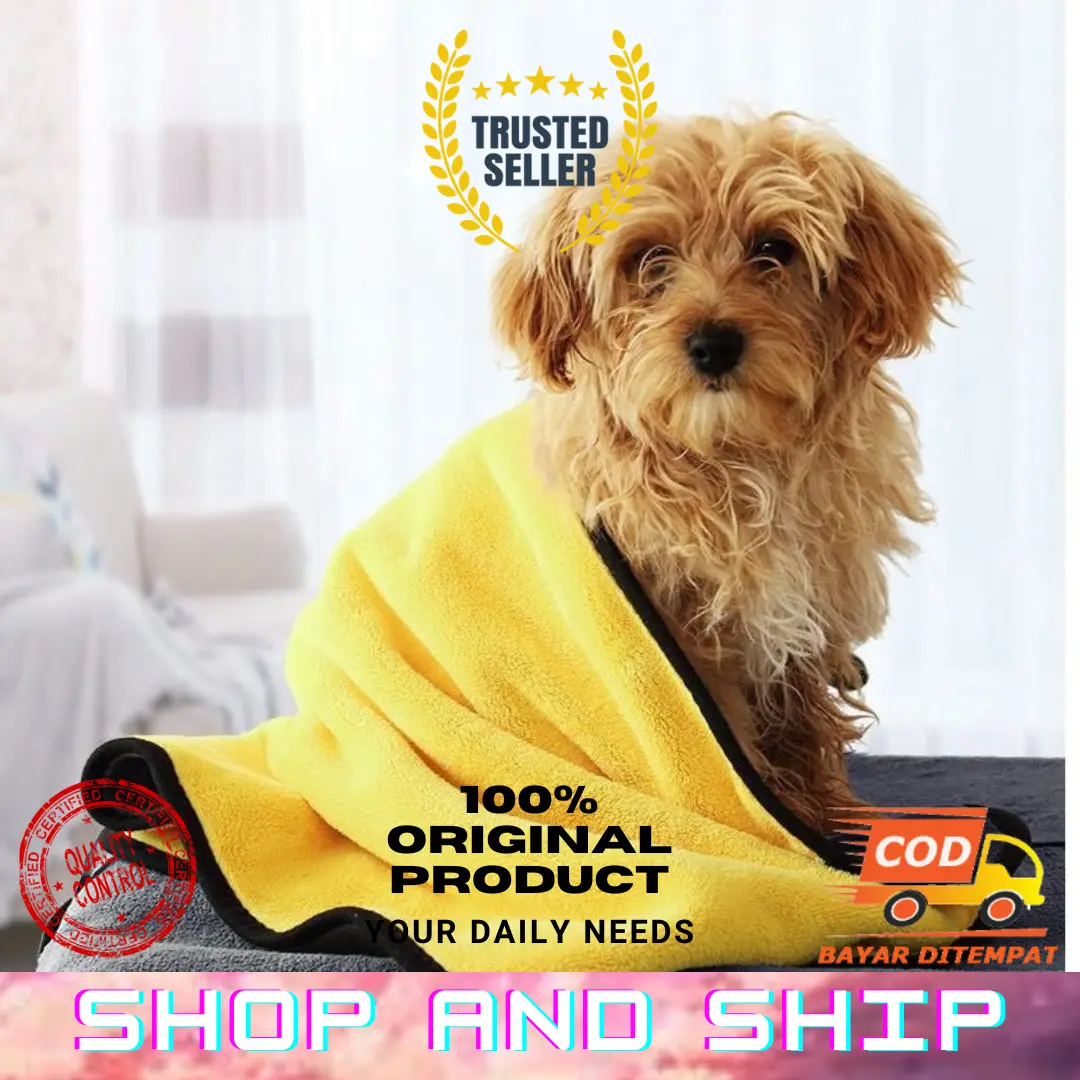 Pet Bath Thick Microfiber Towel / Handuk Mandi Hewan Halus Lembut