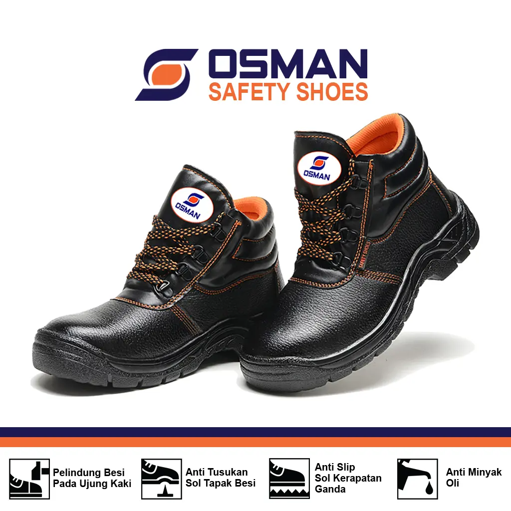 Sepatu Safety OSMAN Safety Shoes Mid Cut Ujung Besi Tipe OS-903