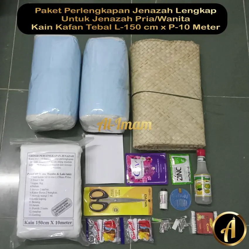Kain Kafan Putih Perlengkapan Jenazah All in One Laki-Laki Dan Wanita