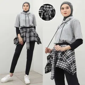 Rok Ikat Flanel 2in1 Celana Legging Panjang Olahraga Casual Senam Yoga