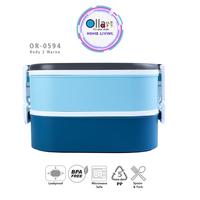 Gambar Kotak Bekal Or-0594 2 Layers Plastic Lunchbox 1800Ml Anti Tumpah - Biru dari Ollahomeliving Kota Bogor 4 Tokopedia