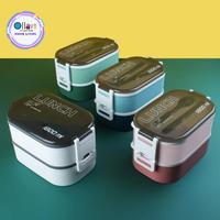 Gambar Kotak Bekal Or-0594 2 Layers Plastic Lunchbox 1800Ml Anti Tumpah - Biru dari Ollahomeliving Kota Bogor 2 Tokopedia