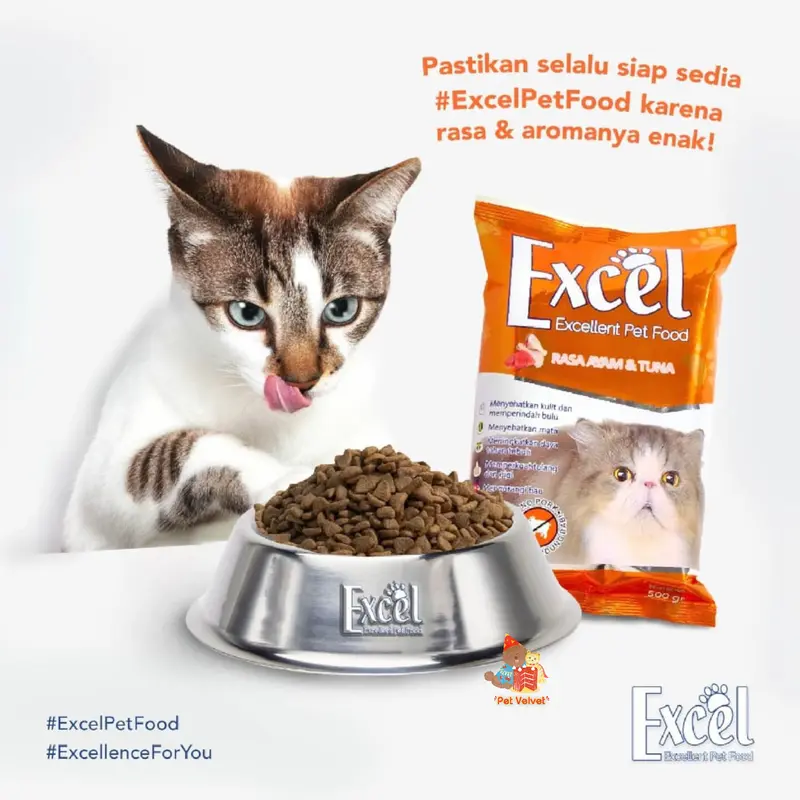 Excel Cat Food Chicken And Tuna Kibble Segitiga 500g - Makanan - Shop ...
