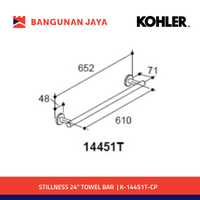 Gambar KOHLER Stillness 24" towel bar Chrome | K-14451T-CP dari Bangunan Jaya Online Kota Administrasi Jakarta Utara 2 Tokopedia
