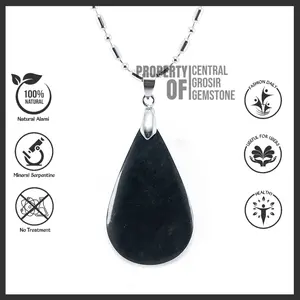 Kalung Giok Kesehatan Pria Wanita Natural Black Jade