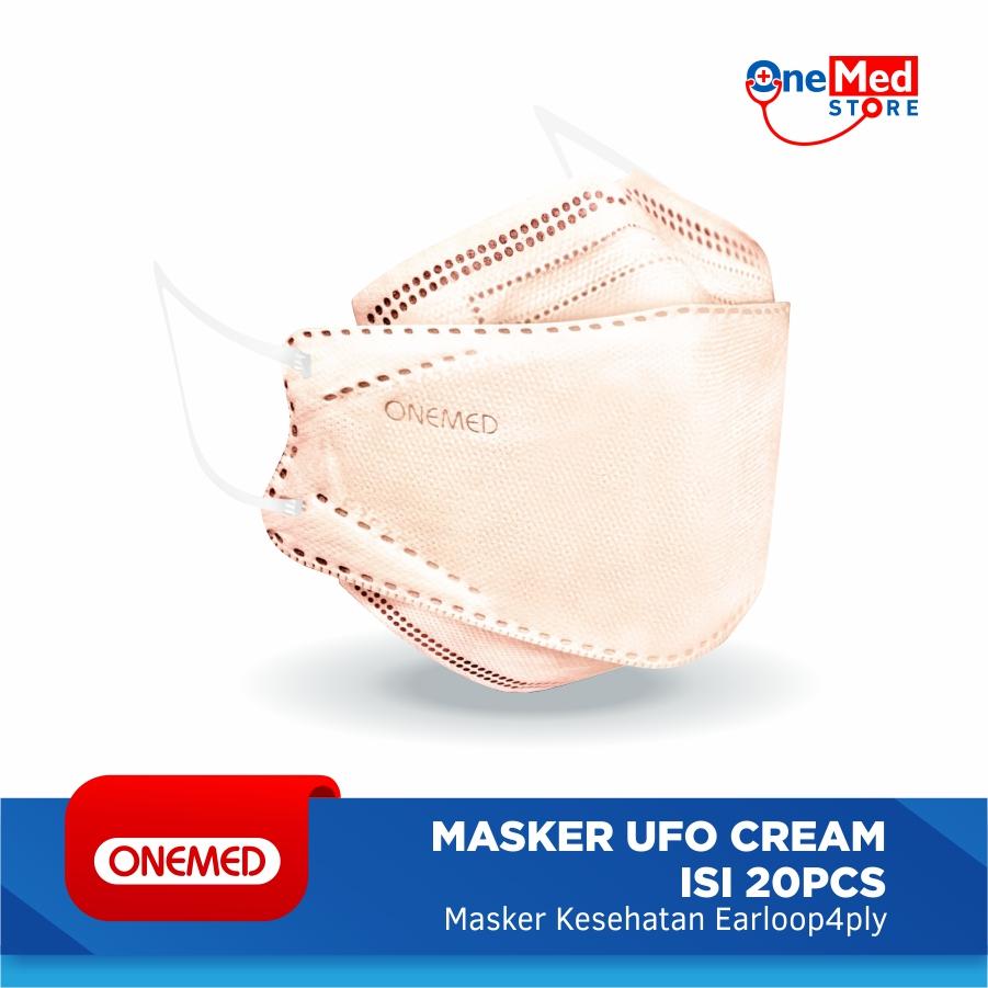 Masker Karet UFO Cream 3D OneMed 4ply Box isi 20pcs