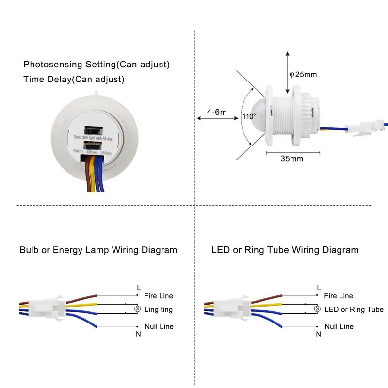 Saklar Sakelar Lampu PIR Switch Motion Sensor Gerak Otomatis Infrared Infra Merah 1 pcs 4
