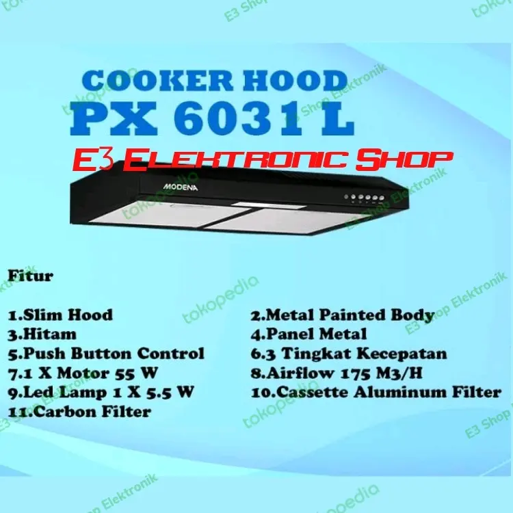 Cooker Hood Modena Slim Hood PX6031L Metal Painted Body PX 6031L
