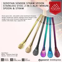 Gambar SEDOTAN SENDOK STRAW SPOON STAINLESS 2IN1 ALAT MINUM SPOON & STRAW - GOLD dari Toso Mart Kota Administrasi Jakarta Pusat 1 Tokopedia