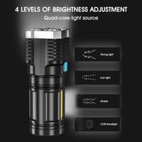 Gambar Senter LED 4 Mata 48w 20w Chargeable Flash Light Super Terang Charge dari gunawan konfeksi 1 Kota Surabaya 3 Tokopedia