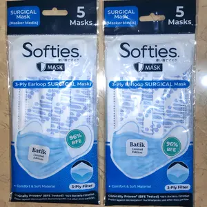Softies Surgical Mask 5s Batik Parang Biru
