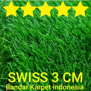 KARPET RUMPUT SINTETIS SWISS PREMIUM TEBAL 3 CM PADAT RIMBUN