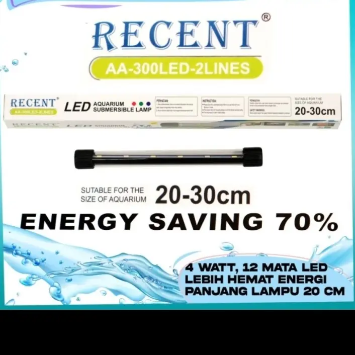 Lampu LED Celup Recent AA 300 2Lines Baris 20-30CM Aquarium Aquascape