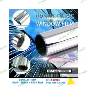 Dunia Artistik Kaca Film Sparta One Way Silver Black Cermin UV Blocking 152cm x 50cm Perlindungan Privasi & Sinar UV untuk Mobil & Kantor - Paper, Car