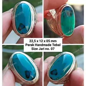 CINCIN Batu BACAN DOKO MAJIKO BIRU SUPER KRISTAL Ring Perak