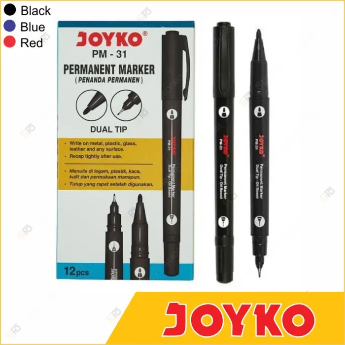 Spidol Permanen Joyko - Dual Tip Permanent Marker PM-31 HARGA 1Pcs AJA
