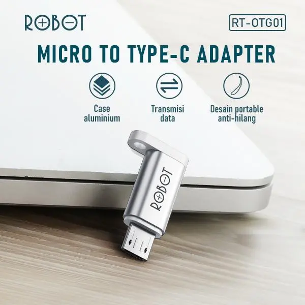 Robot RT-OTG01 USB TYPE C To Micro USB Converter Adapter Kabel OTG 2