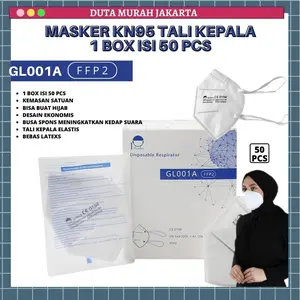 Masker KN95 Hijab tali Kepala 1 Box isi 50 pcs kemasan satuan