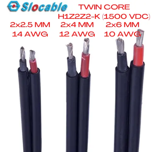 Slocable Twincore H1Z2Z2-K 2x2.5/4/6 mm2 Kabel Panel Surya Solar Panel