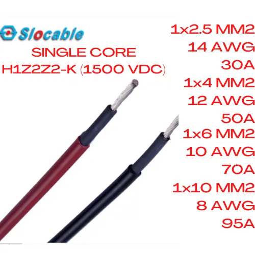 Slocable Single Core 1x2.5/4/6/10 mm2 Kabel Solar Panel Cable H1Z2Z2-K