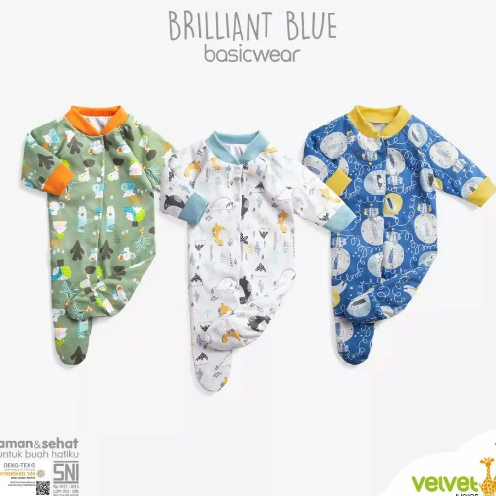 VELVET Sleepsuit Tutup Kaki Newborn | Jumper | Baju Kodok