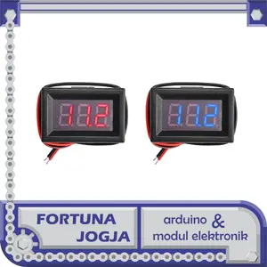 Digital Voltmeter Mini 0.36 2 Kabel Led Merah Biru Frame DC 4.5V - 30V
