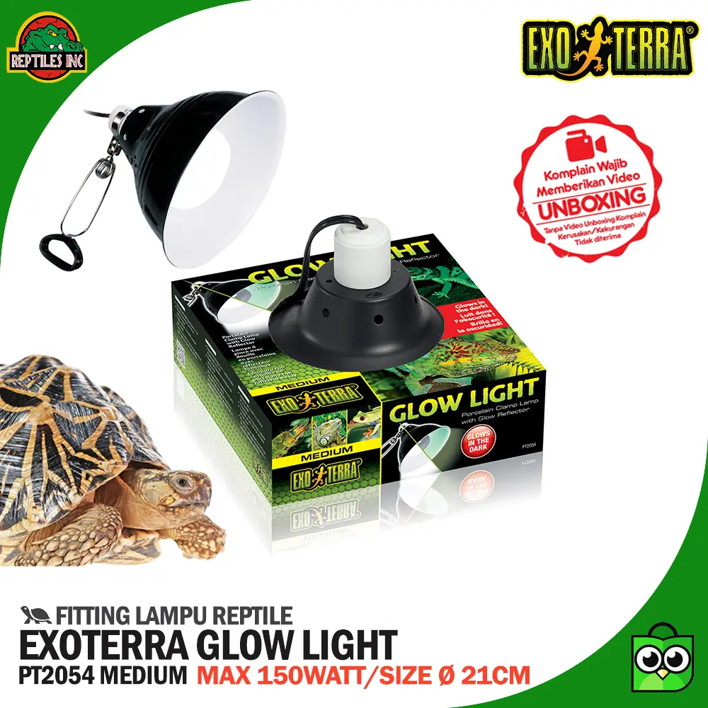EXOTERRA Glow Light Medium - Fitting Lampu Jepit UVA UVB Reptil Torto