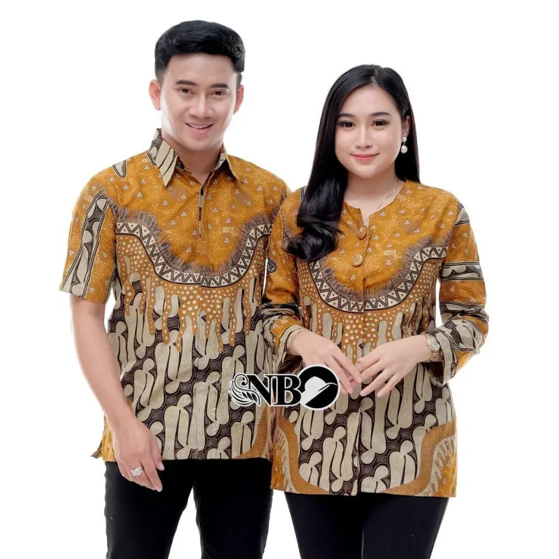 Couple Baju Batik Seragam Kerja Blouse Kemeja Kancing Depan Terbaru 03 0