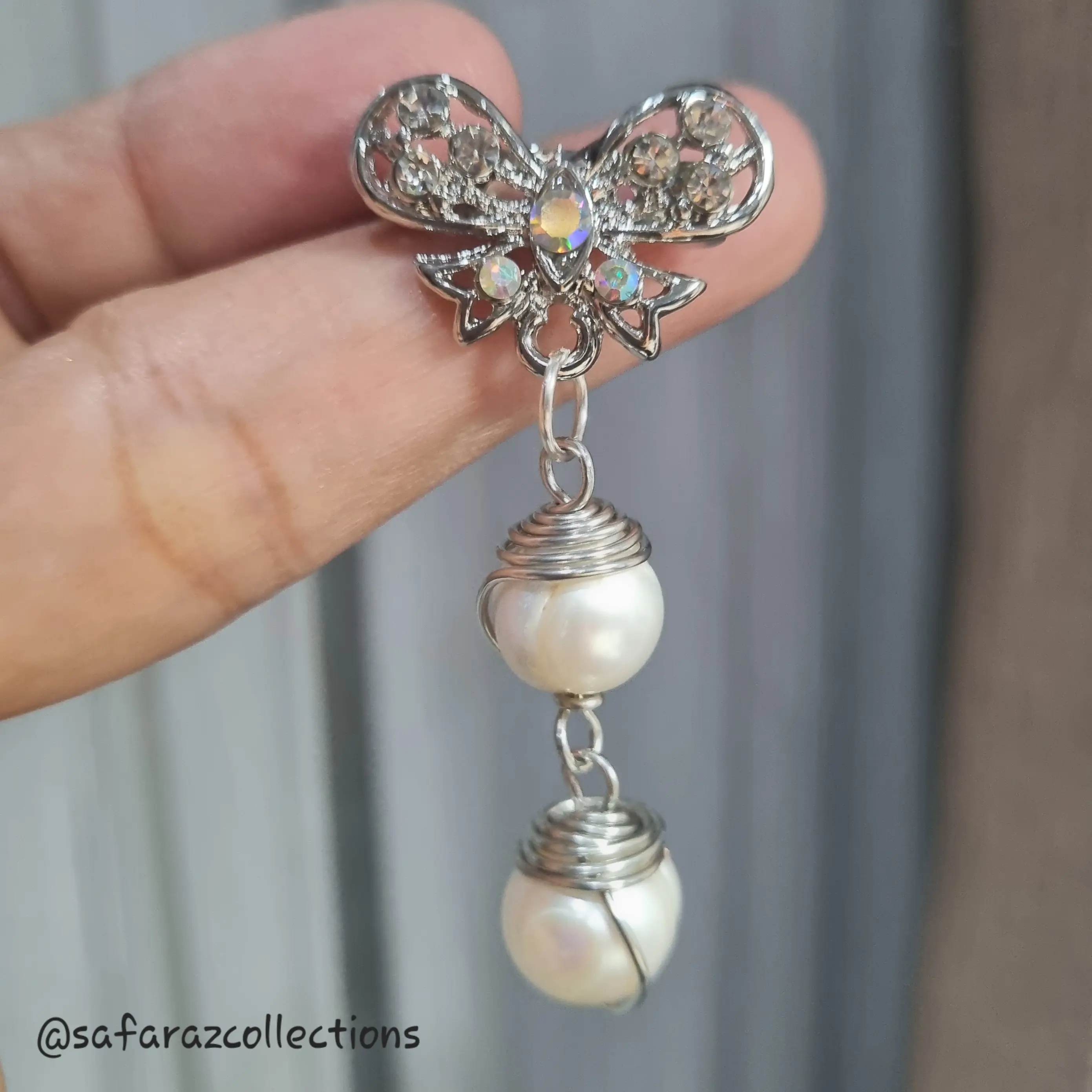 Bros Dagu Wire Mutiara Air Tawar Asli / Bros Hijab / Aksesories Hijab