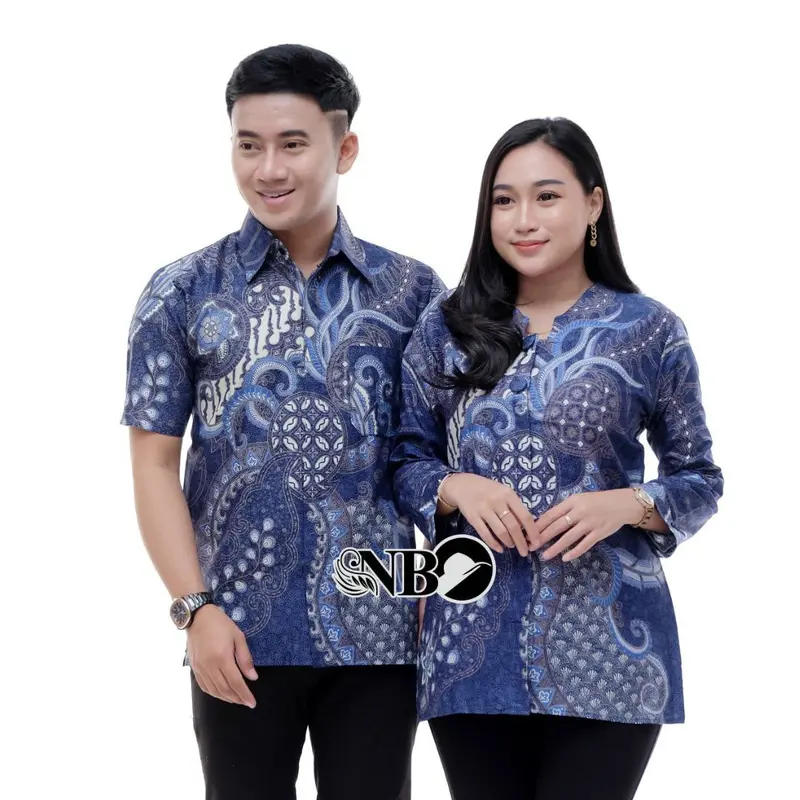 Couple Baju Batik Seragam Kerja Blouse Kemeja Kancing Depan Terbaru 03 1