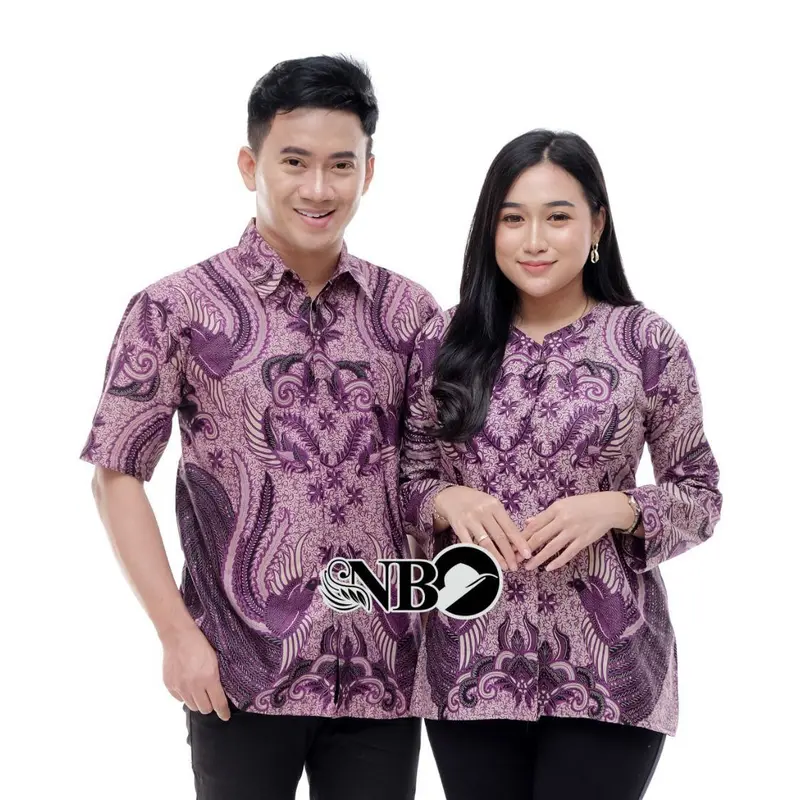 Couple Baju Batik Seragam Kerja Blouse Kemeja Kancing Depan Terbaru 03 3