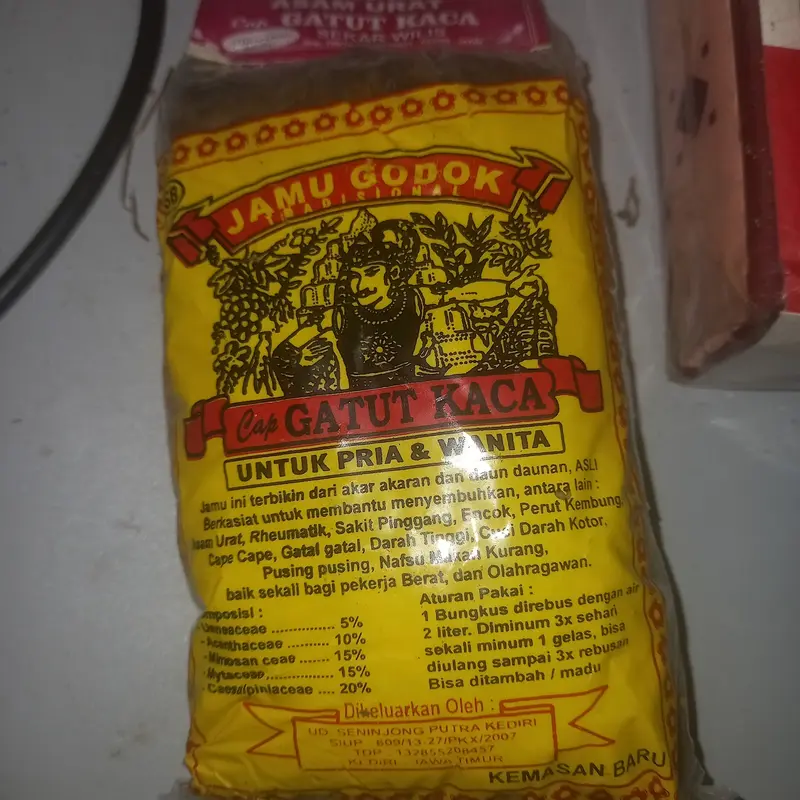 Jamu godog Raden Gatot koco Ramuan asam urat