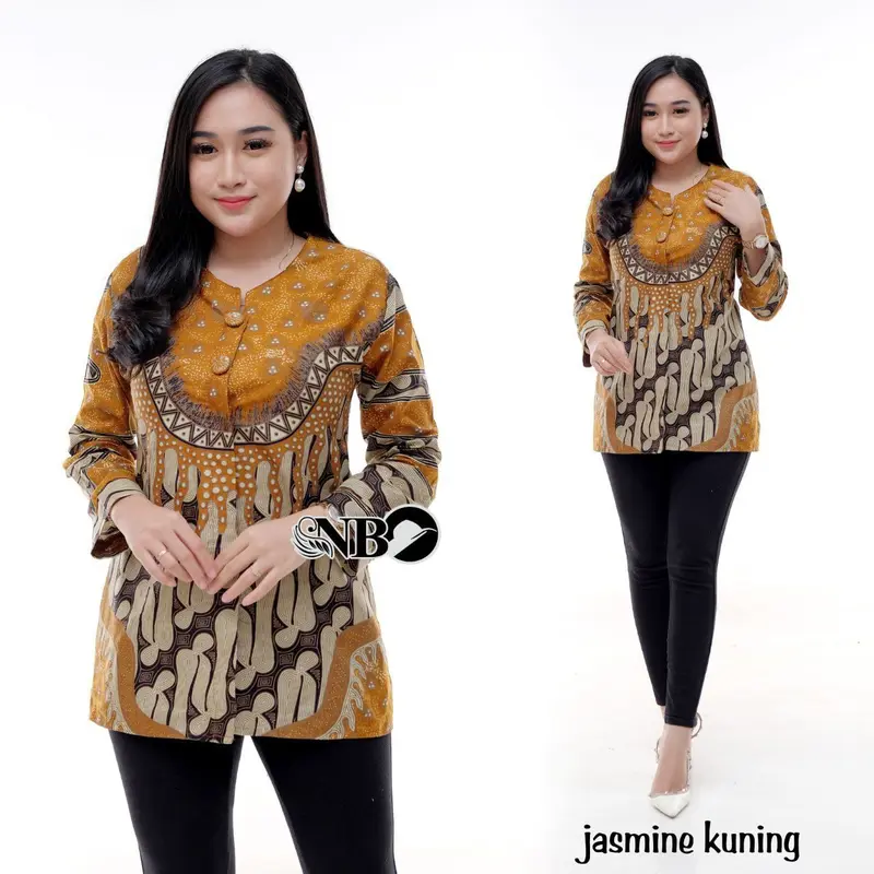 Couple Baju Batik Seragam Kerja Blouse Kemeja Kancing Depan Terbaru 03 4