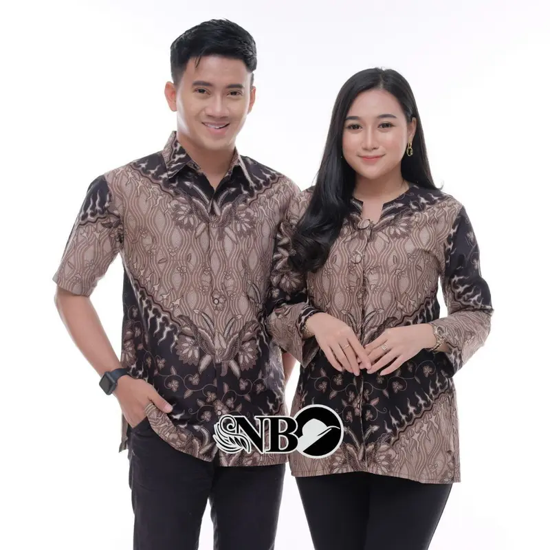 Couple Baju Batik Seragam Kerja Blouse Kemeja Kancing Depan Terbaru 03 2