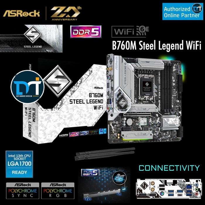 Gambar ASRock B760M Steel Legend WiFi - [Socket 1700, B760, DDR5, m-ATX] dari Duta Mandiri Infokom Kota Administrasi Jakarta Pusat Tokopedia