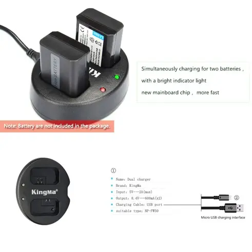 KingMa Charger+Dual Battery NP-FW50 for Sony A6000 A5000 A7II - PAKET 3
