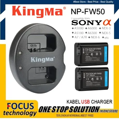 KingMa Charger+Dual Battery NP-FW50 for Sony A6000 A5000 A7II - PAKET