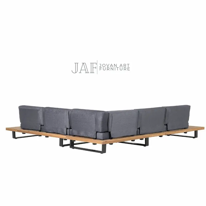 Set Kursi Tamu Sudut Sofa Tamu Sudut - Jovan Art Furniture Meja Kayu Jati Bantal 2