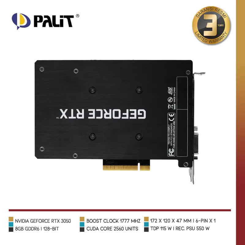 PALIT GeForce RTX 3050 Dual | VGA GeForce RTX 3050 8GB GDDR6 2