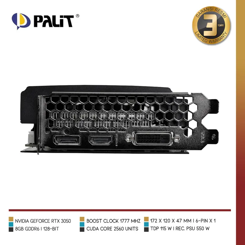 PALIT GeForce RTX 3050 Dual | VGA GeForce RTX 3050 8GB GDDR6 4