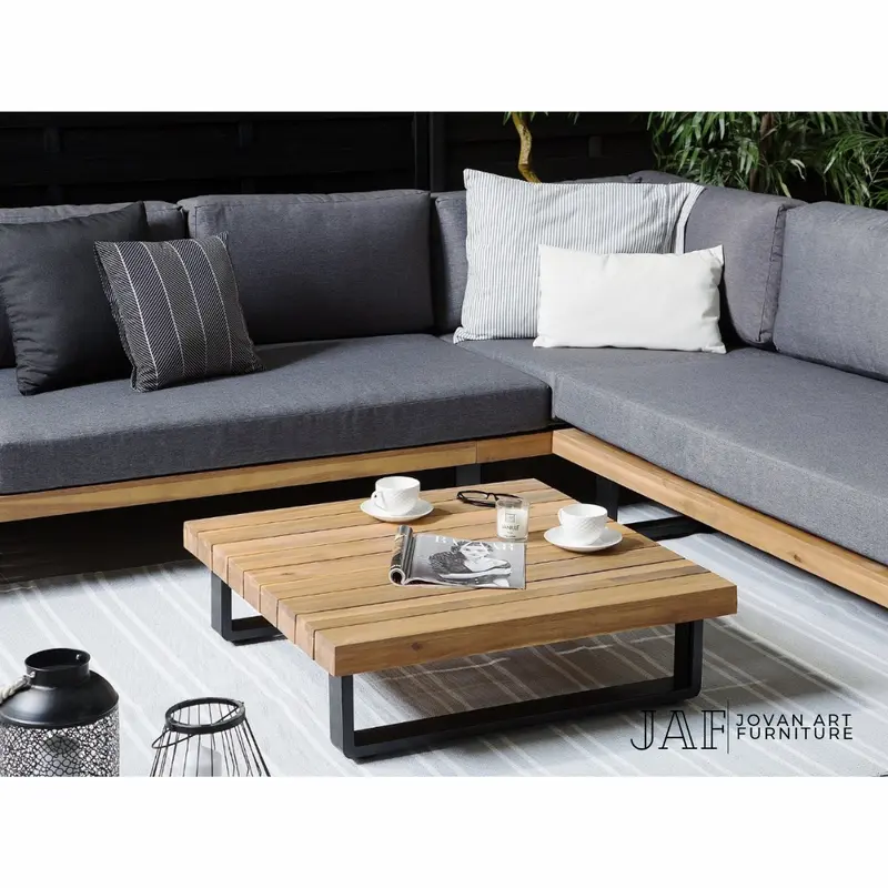 Set Kursi Tamu Sudut Sofa Tamu Sudut - Jovan Art Furniture Meja Kayu Jati Bantal 1
