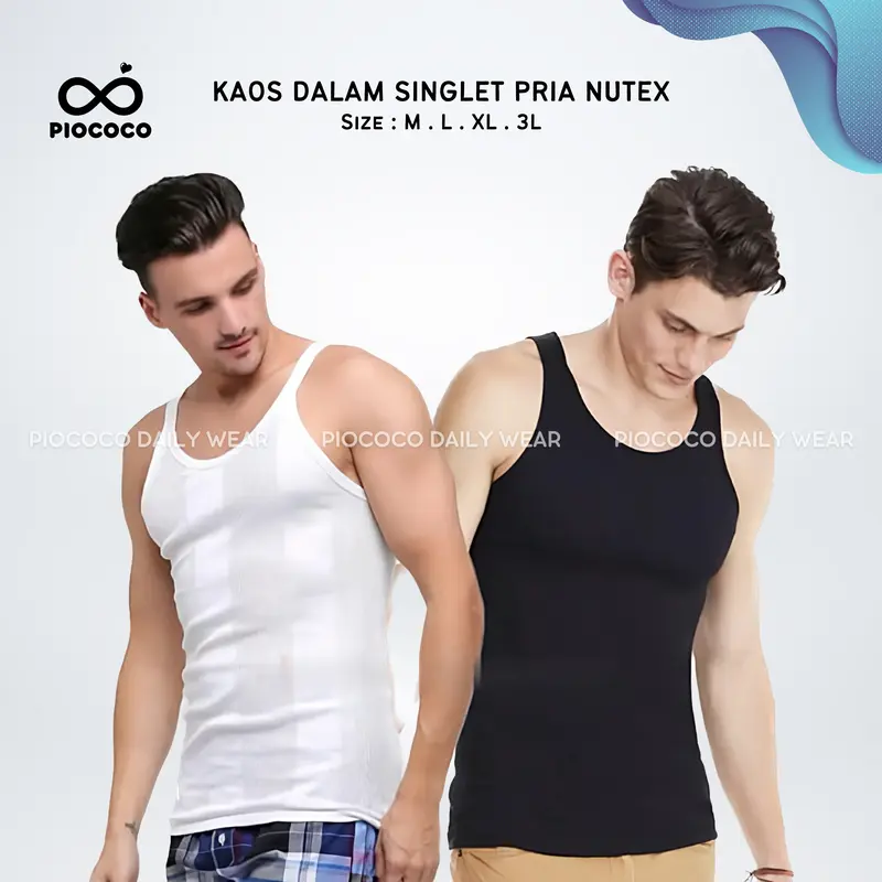 Kaos Dalam Pria Singlet Kutang Cowok Dewasa Hitam Putih Polos Nutex 0