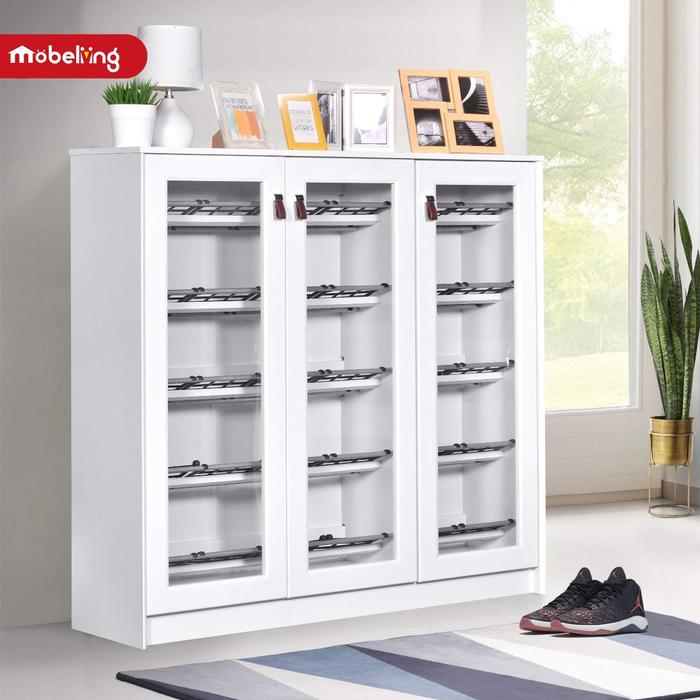 Gambar Rak Sepatu Putih - Furniture Kaca Akrilik Minimalis dari Mobeliving Furniture Kab. Bogor Tokopedia