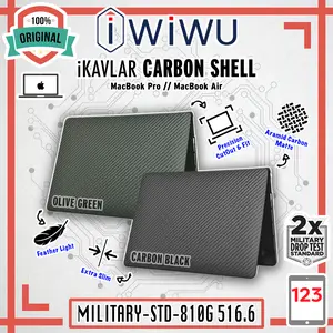 Case Cover MacBook Pro 16 inch 2021 M1 WiWU iKavlar Carbon Hard Shell